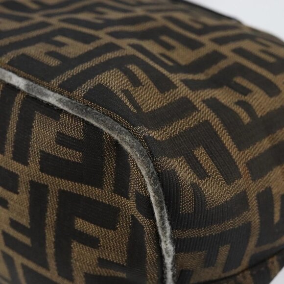 FENDI Zucca Canvas Mamma Baguette Shoulder Bag Black Brown Silver Auth 150142 - Picture 5 of 16